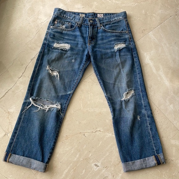 AG 17 YR-DAMAGED EX-BOYFRIEND CROPPED RIPPED JEANS - Picture 4 of 10